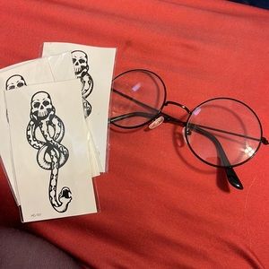🌼Jewelry HARRY POTTER Clear Glasses with 4 Artificial TATTOOS